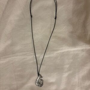 Adjustable Black Cord Necklace – Silver Hook Pendant
